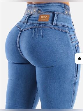 MX JEANS HIGH WAISTED BUTT LIFTING 4 BUTTON SKINNY JEANS